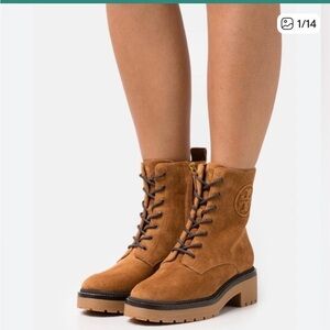 New Tory Burch Tan Suede Ankle Booties s5.5M miller embossed suede combat boots